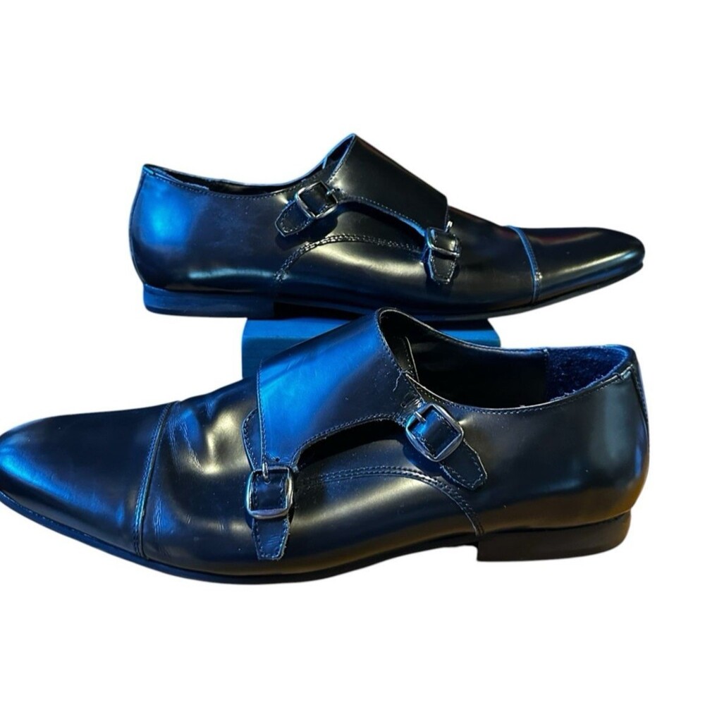 Walk London Shoes Men's US 13 UK 12 Dress Black Double Buckle Classic Old Money